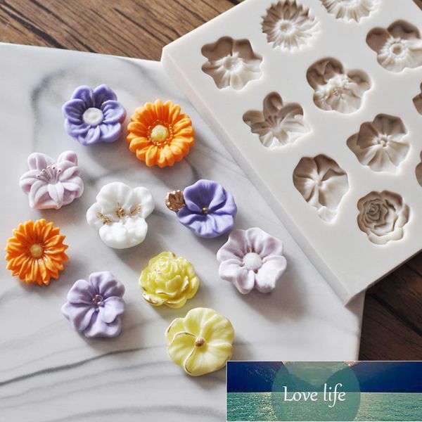 1 PZ Strumenti di stampo 3D Girasole Rosa Forma di fiori Stampo in silicone Bordo torta Decorazione fai da te Cioccolato Mestiere Artigianato in argilla polimerica Prezzo di fabbrica Design esperto Qualità