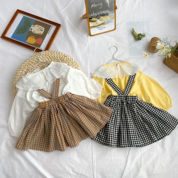 

spring korean style baby girls plaid suspenders skirts toddlers kids clothes casual cute children tutu, Blue