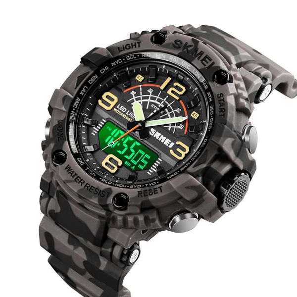 

quartz digital electronic men watch date week alarm clock backlight 5atm waterproof male fashion sports watches wristband wristwatches, Slivery;brown