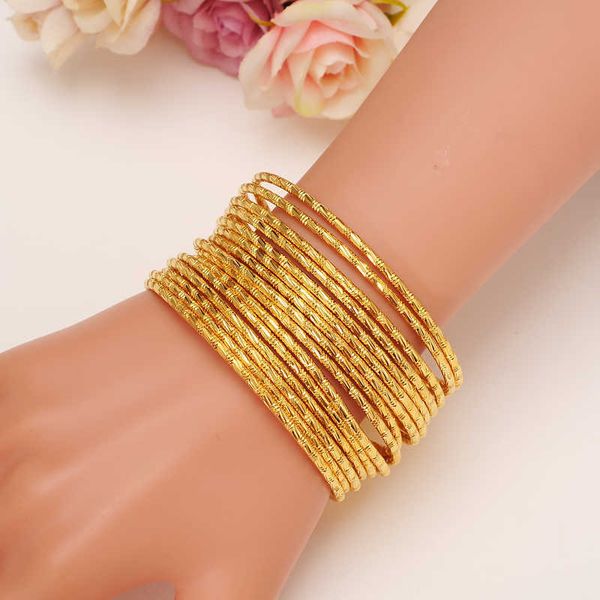 Bangrui 24k cor de ouro pulseiras para mulheres braceletes de ouro festa de casamento nupcial jóias joias ofeo preço de fábrica vintage q0717