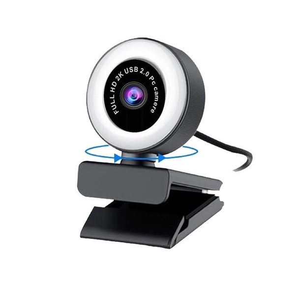 

full hd 2k webcam computer pc web camera with microphone rotatable cameras for live broadcast video calling conference work webcams