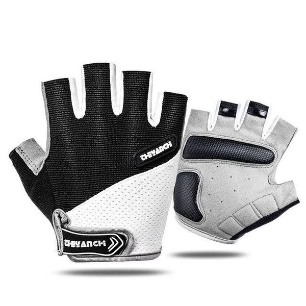 

summer cycling half finger gloves outdoor anti-slip breathable fitness workout sports men women mtb bicycle, Black