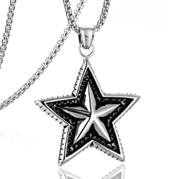 

pendant necklaces personality creative retro five-pointed star necklace hip hop trend party punk jewelry, Silver