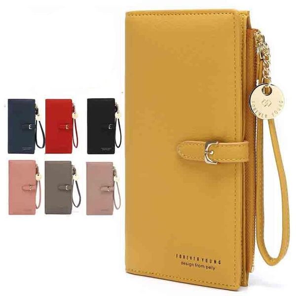

wallets 2021 ladies wallet fashion korean solid color mobile phone bag long zipper large capacity hand clutch coin purse, Red;black