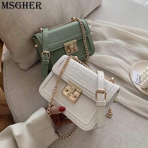 

woman 2021 fashion korean version chain crocodile small square bag lock buckle one-shoulder cross-body single girl female shoulder bags