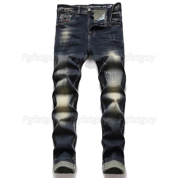 

men's jeans winter slim pantalons pour hommes autumn stretch trendy denim pants vaqueros de los hombres, Blue