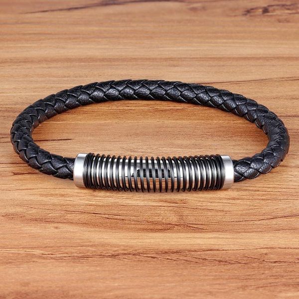 

charm bracelets tyo stitching combination spring pattern black color genuine leather bracelet & bangle for men fashion fine jewelry party gi, Golden;silver