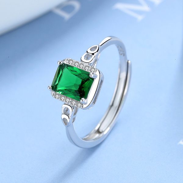 

S925 Sier Emerald Zircon Ring, Silver