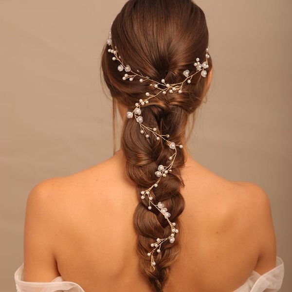 

headpieces pearl flower bridal hair vine brides headwear party prom accessories wedding jewelry for women headbands fashion tiara, Silver