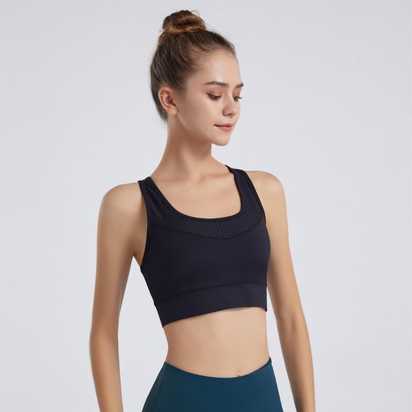 

2021 yoga european and american naked bra for women breathable mesh beauty back running shockproof sports underwear