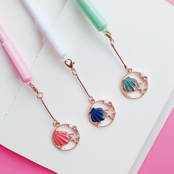 

gel pens 36 pcs/lot creative shell pendant pen cute 0.5mm black ink neutral school writing supplies promotional gift