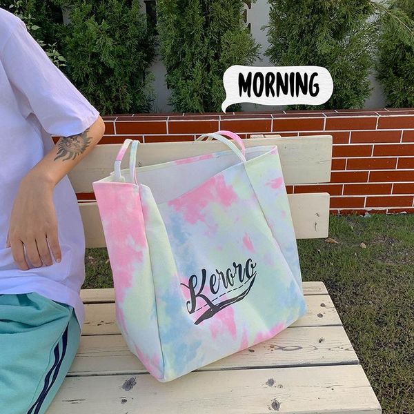 

evening bags eco ladies canvas shopper shoulder 2021 designer tie-dye printed women's handbag fashion shopping casual totes