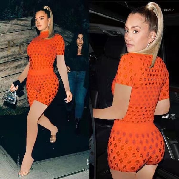 

yoga outfit 2021 europe and the united states summer shorts sports high-necked cut-out knitted mesh street moisture set