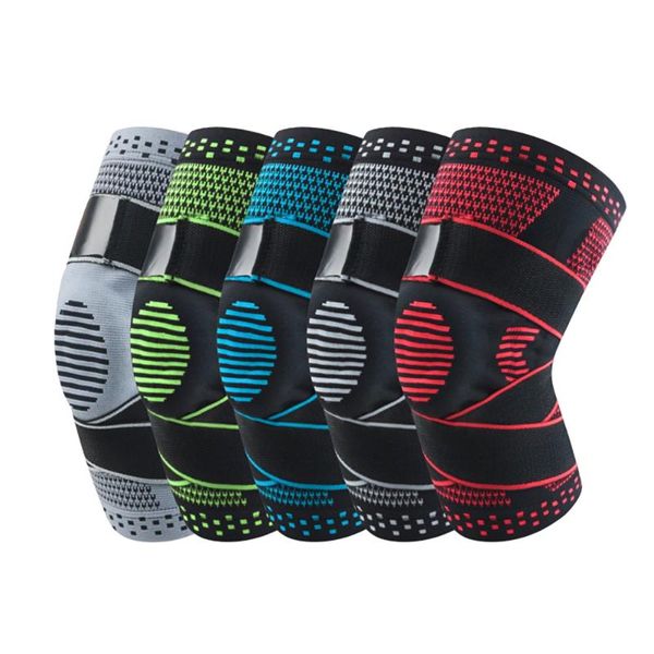 

elbow & knee pads 1pcs crossfit basketball compression elastic sleeve support protector bandage brace pressurized silicone spring kneepad, Black;gray