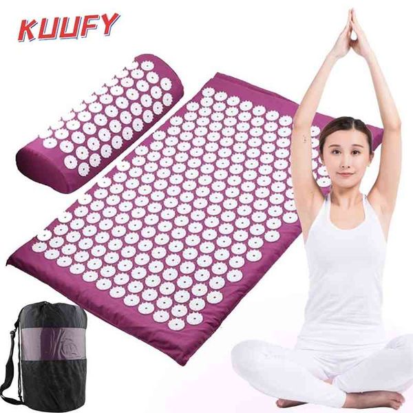 

yoga acupressure mat and pillow set for back/neck pain relief muscle relaxation