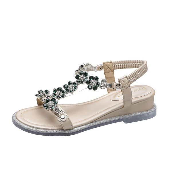 

sandals luxury rhinestone women's summer stylish casual gladiator shoes breathable open toe beach flat footwear, Black