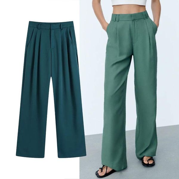 

women's pants & capris za 2021 women hight waist casual straight-leg pant vintage autumn woman fashion streetwear trousers loose, Black;white