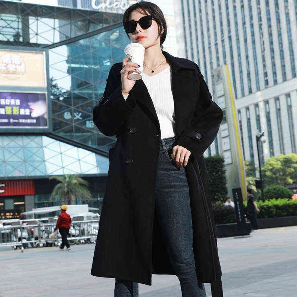 

winter haining fur coat medium long fur coat women's wool coat 211207, Black