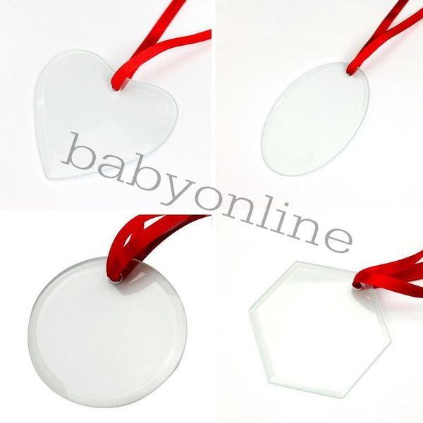 

sublimation blanks glass pendant christmas ornaments 3.5inch single side thermal transfer ornament festival decore customized diy pendants, Black