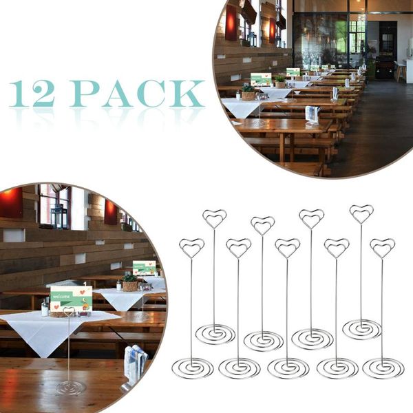 

12pcs heart pattern table number holders name po stand note memo clip party decoration
