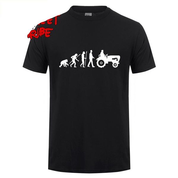 

men's t-shirts evolution of tractor men t shirts summer funny short sleeve cotton farmer t-shirt o neck mens clothing graphic tees, White;black