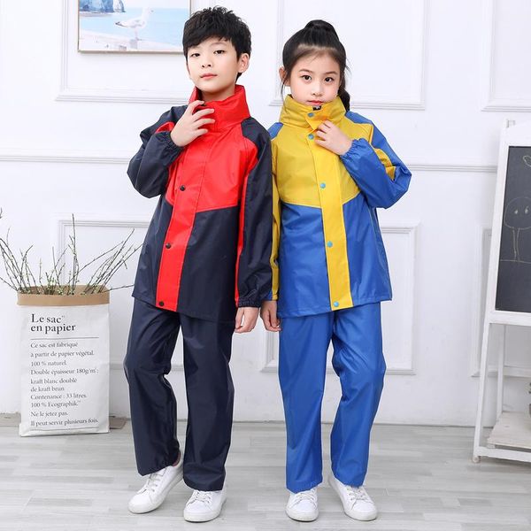 

raincoats fashion boys and girls split color matching thickened body raincoat rainpants suit big brim rain proof 115-165cm