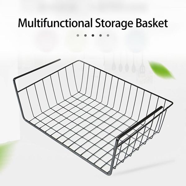 

storage baskets iron mesh shelf basket cupboard cabinet door organizer rack closet holders hanging under
