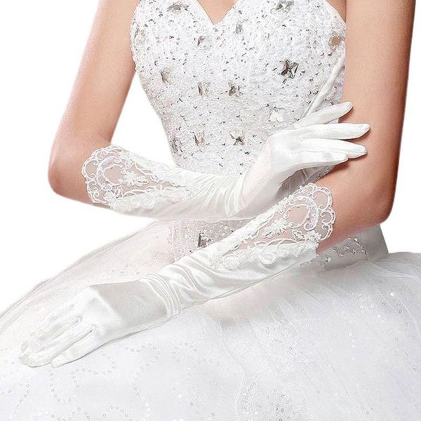 

bridal gloves bride full finger long white fashion wedding dress accessories lace glove party cosplay props