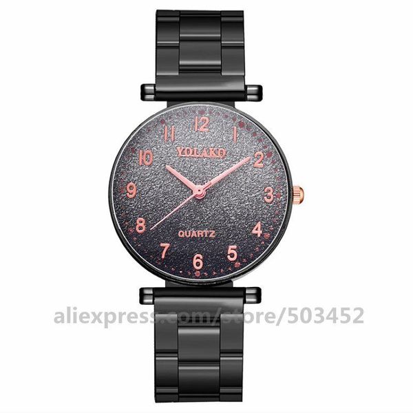 

wristwatches 100pcs/lot yolako wholesale fashion clock gradient color mesh watches magnetic belt watch factory price female, Slivery;brown
