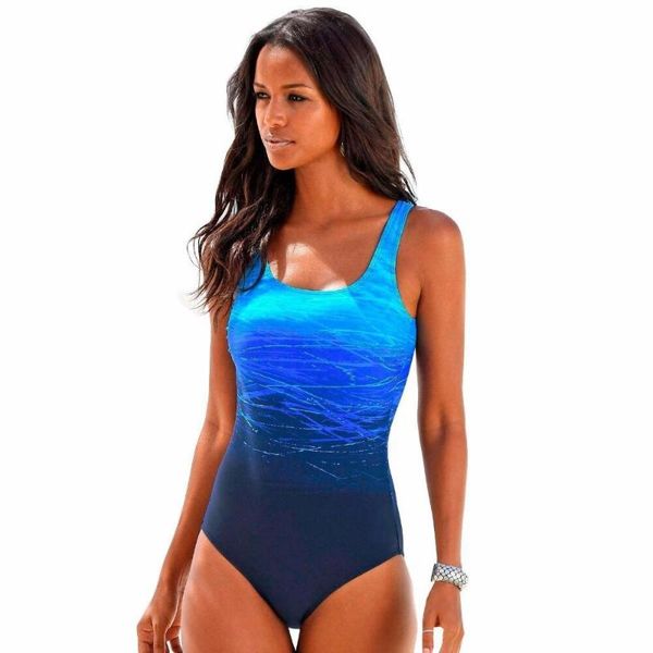 

ladies backless multicolor europe and america plus fertilizer to increase gradient swimsuit printed one-piece suits