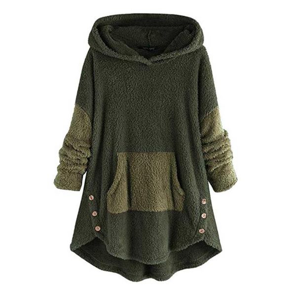 

women's hoodies & sweatshirts with hood fashion pullover irregular women coat artificial fleece casual warm winter outwear long sleeve, Black