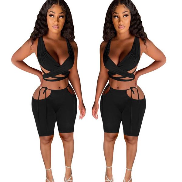 

women's tracksuits women v neck crop with strappy skirt women''s clothing matching sets short, Gray