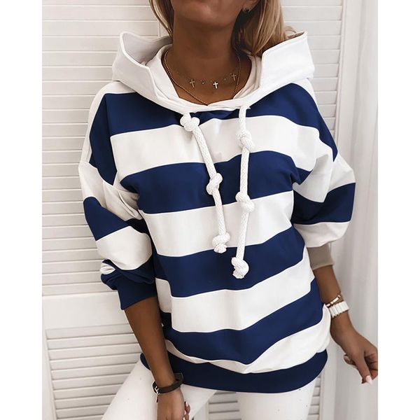 

women's hoodies & sweatshirts fashion casual striped sweatshirt women long sleeve drawstring hooded pullover korean harajuku autumn win, Black