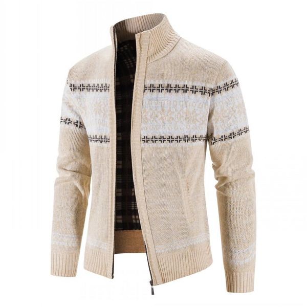 

men's sweaters yasuguoji 2021 winter sweater men male stand collar thicken fleece mens cardigan knitted coat clothes, White;black