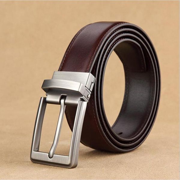 

vintage pin buckle genuine leather business belt designer real jeans belts cowskin waistband quality assurance xks170, Black;brown