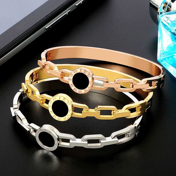 

roman numerals jewelry buckle link bracelets & bangles love black charm bracelet for women fashion jewelry q0719