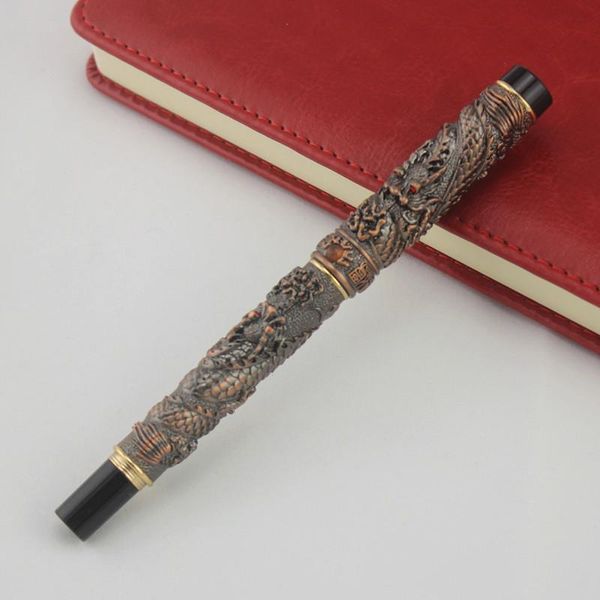 

copper roller ball pen with dragon embossment crystal ballpoint pens, Blue;orange