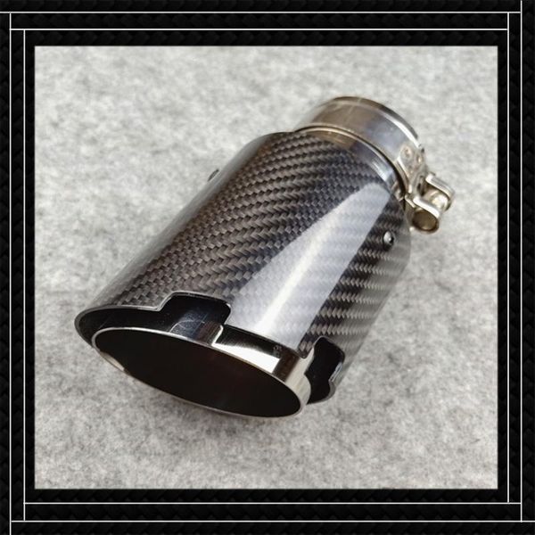 

motorcycle exhaust system one pair black carbon fiber for akrapovic pipe car universal b-mw b-enz a-udi stainless steel tailpipe muffler tip