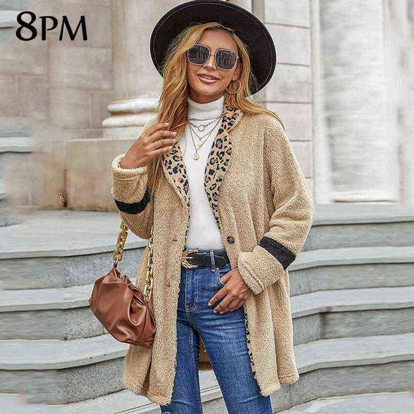 

women's fuzzy jacket winter fleece lapel open front long cardigan coat faux fur warm winter outwear jackets ouc1315 211118, Black