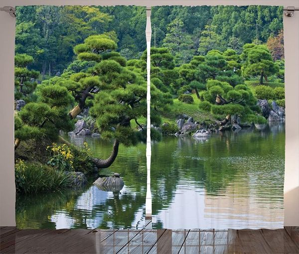 

curtain & drapes japanese decor curtains river landscape trees flowers stones asian natural beauty garden living room bedroom