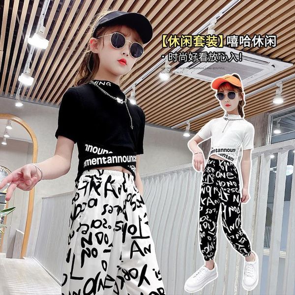 

children clothing autumn spring teenage girls clothes pant outfit kids girl sport suit for set, White