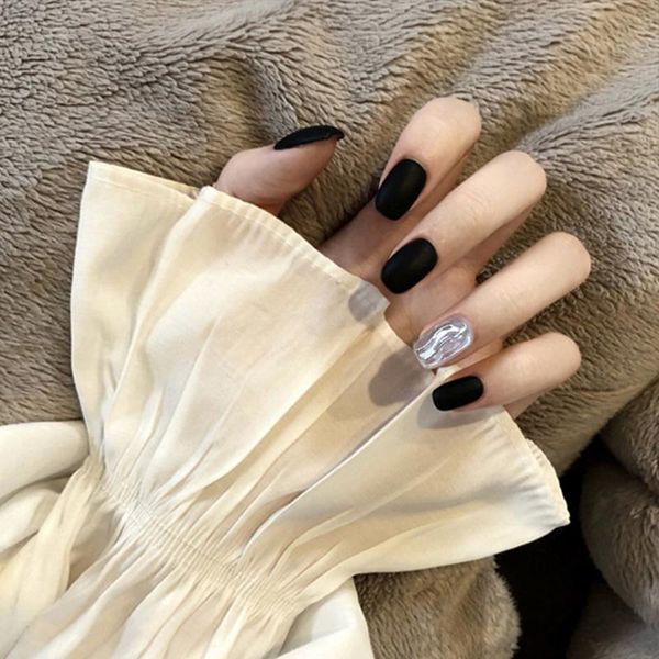 

false nails 24pcs vintage red detachable nail set full cover for french decoration press on fake art extension tips with glue, Red;gold