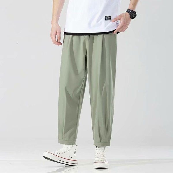 

men's pants men ice silk ultra thin capris streetwear sport hip hop black streets package mail 2021 couples movement pure color