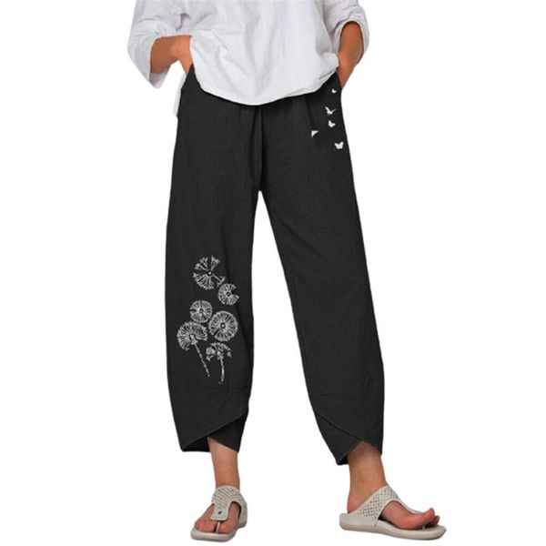 

ethnic clothing women summer trousers vintage linen pants japanese casual elastic waist female cropped asymmetrical pantalon oversized, Red