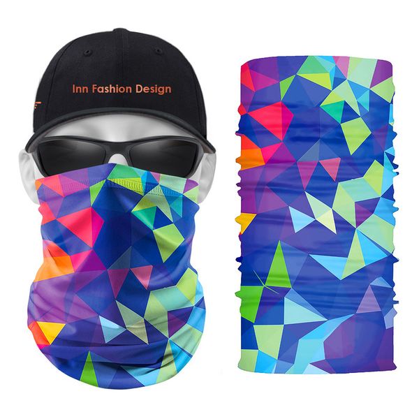 

cube pattern printed magic scarf 5 pieces per package comfortable fashion riding sunscreen seamless wweat absorption high elasticity, Blue;gray