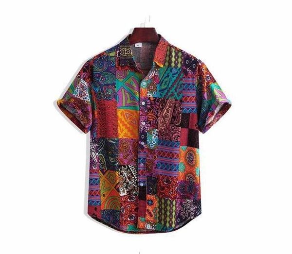 

men's casual shirts 2021 summer fashion european american square printed short-sleeved clothing, White;black