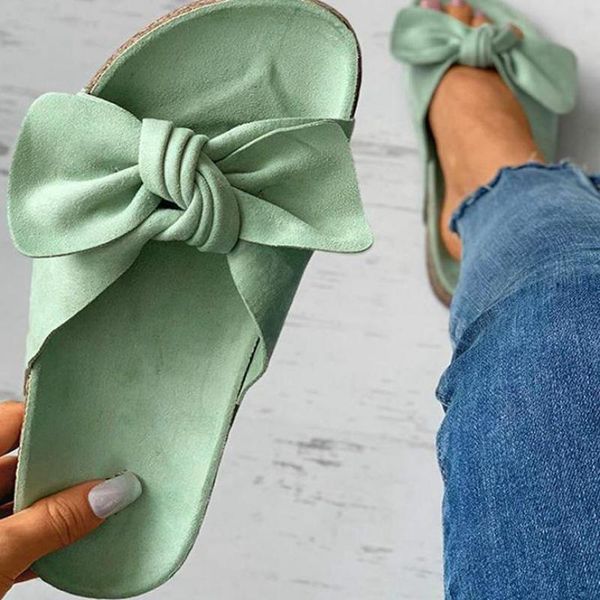 

slippers women 2021 summer bowknot casual beach shoes fashion outdoor open toe comfortable flats sandals plus size 43, Black