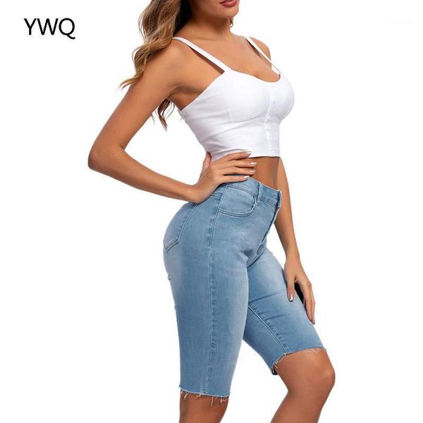 

high waist women's shorts slim fit long white women casual skinny plus size denim middle club outfit jean, White;black