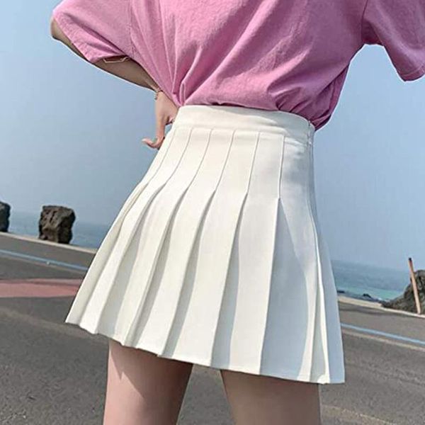 

skirts girls a lattice short dress high waist pleated tennis skirt uniform with inner shorts underpants for badminton cheerleader, Black