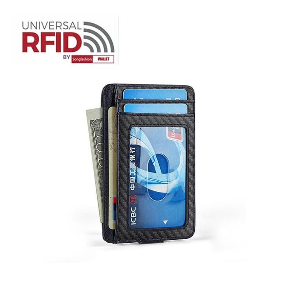 

card holders ultra-thin simple holder rfid shielding leather wallet, Brown;gray